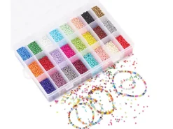 Boite de 24 couleurs de perles de rocailles ronde - 12/0 soit environ 2 mm de diam env.