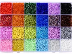 Boite de 24 couleurs de perles de rocailles multicolores - 3 mm