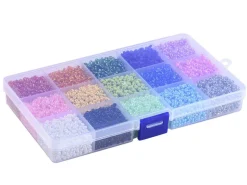 Boite de 15 couleurs de rocailles - 3mm