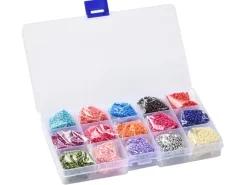 Boite de 15 couleurs variées de perles de rocailles rondes 8/0 - 3mm env.