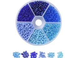 Boite de 60 grammes de perles de rocailles 3mm - Mix bleu