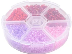 Boite de 60 grammes de perles de rocailles 3mm - Mix rose et rouge