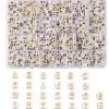 Boite de 934 perles carrées en plastique - lettres alphabet - dorées et blanches