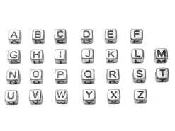 Boite de 934 perles lettres alphabet carrées - argentées
