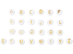Boite de 1898 perles rondes en plastique - lettres alphabet - dorées