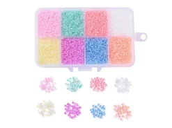 Boite de perles 8 couleurs acidulées transparentes