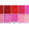 Boite de perles de rocailles - 10 Nuances Roses - 2,5mm - 8500 pcs