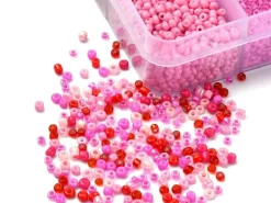 Boite de perles de rocailles - 10 Nuances Roses - 2,5mm - 8500 pcs