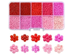 Boite de perles de rocailles - 10 Nuances Roses - 2,5mm - 8500 pcs