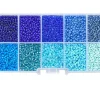 Boite de perles de rocailles - 10 Nuances bleues- 2,5mm - 8500 pcs