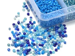 Boite de perles de rocailles - 10 Nuances bleues- 2,5mm - 8500 pcs