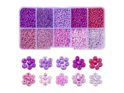 Boite de perles de rocailles - 10 Nuances Violettes - 2,5mm - 8500 pcs