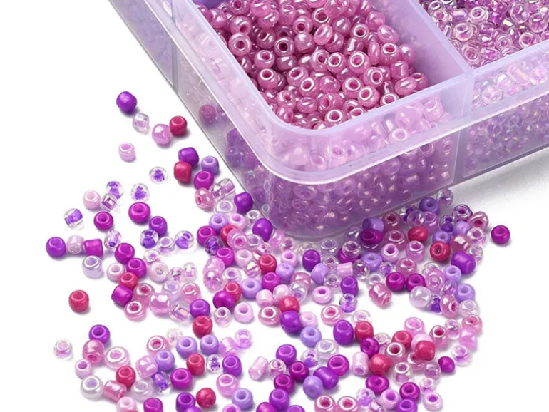Boite de perles de rocailles - 10 Nuances Violettes - 2,5mm - 8500 pcs