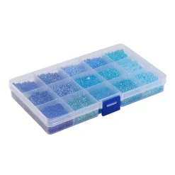 Boite de perles de rocailles - 15 Nuances Bleues - 2,5mm