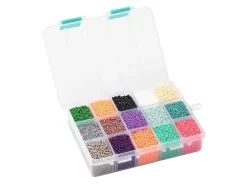 Boite de perles de rocailles multicolore - 15 couleurs - 2,5mm