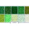 Boite de perles de rocailles - 10 Nuances Vertes- 2,5mm - 8500 pcs