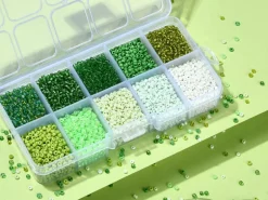 Boite de perles de rocailles - 10 Nuances Vertes- 2,5mm - 8500 pcs
