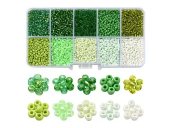 Boite de perles de rocailles - 10 Nuances Vertes- 2,5mm - 8500 pcs