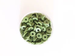 Boite de perles rondelles heishi 6 mm - vert olive