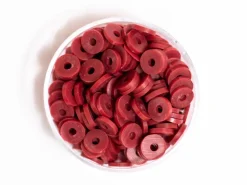 Boite de perles rondelles heishi 6 mm - Rouge marsala