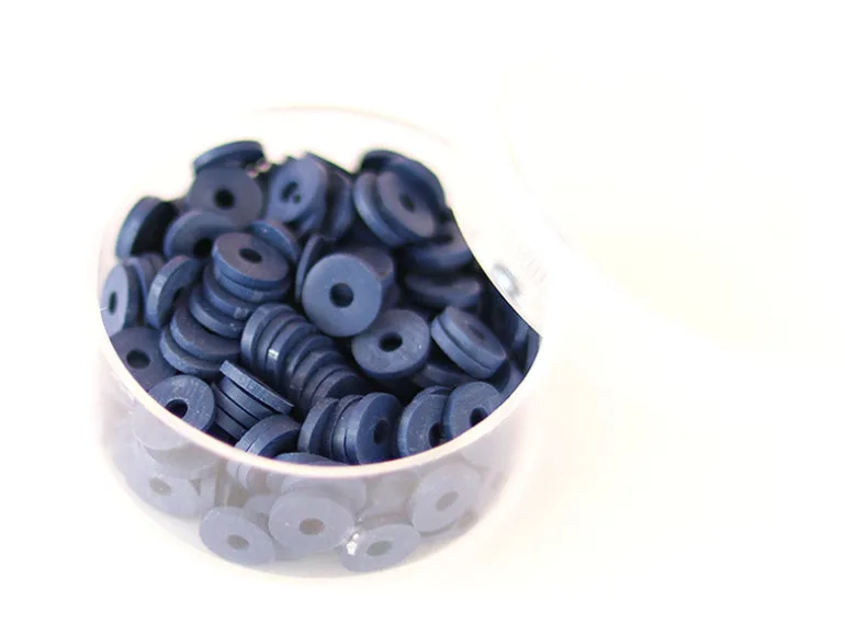 Boite de perles rondelles heishi 6 mm - bleu nuit