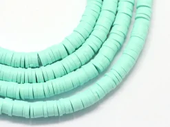 Boite de perles rondelles heishi 6 mm - bleu / vert d'eau