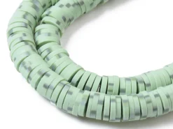 Boite de perles rondelles heishi 6 mm - Naturel vert