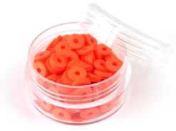 Boite de perles rondelles heishi 6 mm - rouge tomate - rouge orangé