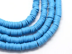 Boite de perles rondelles heishi 6 mm - bleu céruléen