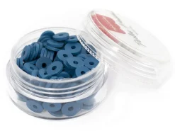 Boite de perles rondelles heishi 6 mm - bleu acier