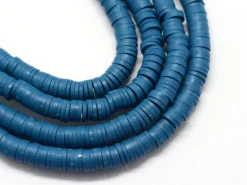 Boite de perles rondelles heishi 6 mm - bleu acier