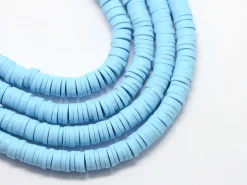 Boite de perles rondelles heishi 6 mm - bleu clair