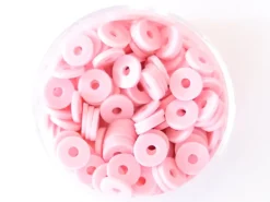 Boite de perles rondelles heishi 6 mm - rose