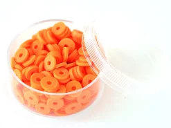 Boite de perles rondelles heishi 6 mm - orange fluo