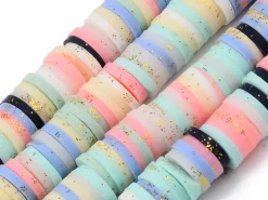 Boite de perles rondelles heishi 6 mm - multicolores à paillettes