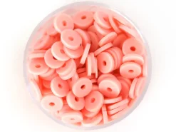 Boite de perles rondelles heishi 6 mm - rose poudré