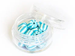 Boite de perles tubes Heishi 6 mm - rayé bleu turquoise