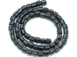 Boite de perles tubes Heishi 6 mm - rayures noir