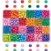 Boîte d'assortiment de perles en plastiques pony beads - 24 couleurs