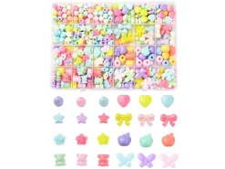 Boîte d'assortiment de perles en plastiques pastels - Forme mixte