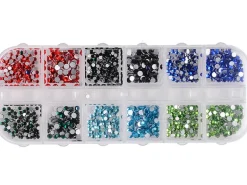 Boîte de strass diamants 12 compartiments - Multicolore