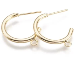 Boucles créoles avec anneau - diamètre 24 mm - laiton doré à l'or fin 24K