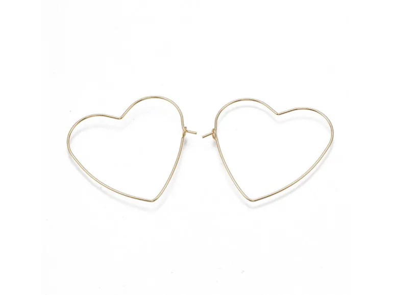Boucles d'oreilles créoles en forme de coeur - Doré à l'or fin 18k
