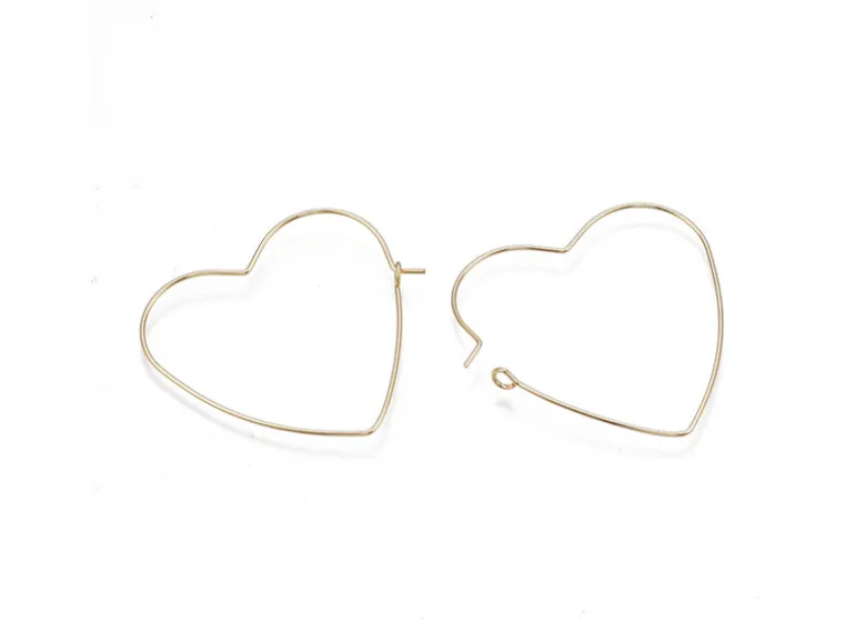 Boucles d'oreilles créoles en forme de coeur - Doré à l'or fin 18k