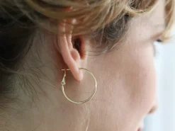 Boucles d'oreilles créoles 25 mm - plaquées or fin 24K