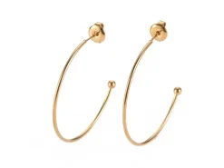 Boucles d'oreilles demi-créoles pour perles heishi - Doré à l'or fin 18k - 36 x 36 mm