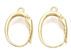 Boucles d'oreilles dormeuses avec boucle - doré à l'or fin 18k - 20,5 mm