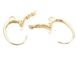 Boucles d'oreilles dormeuses avec boucle - doré à l'or fin 18k - 20,5 mm