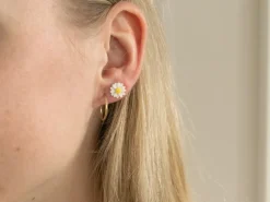 Boucles d'oreilles en porcelaine - Pâquerette