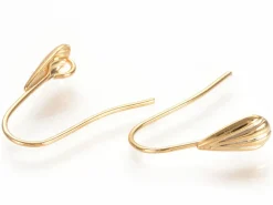 Boucles d'oreilles pendantes avec coquillage - laiton doré à l'or fin 16K